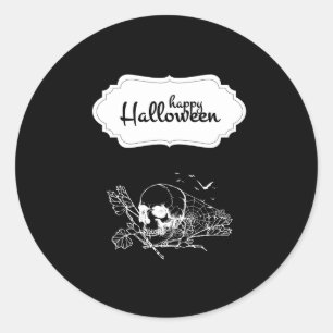 Sticker Rond Halloween Floral Sugar Skull