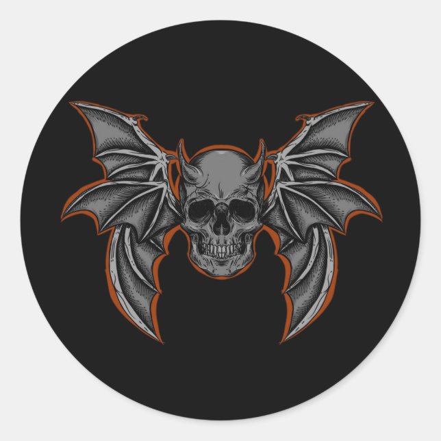 Sticker Rond Halloween Floral Sugar Skull (Devant)