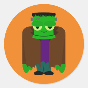 Sticker Rond Halloween Frankenmonster