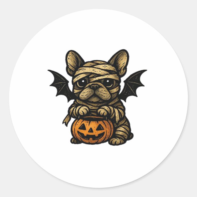 Sticker Rond Halloween French Bulldog � Cute Spooky Dog Art Cla (Devant)