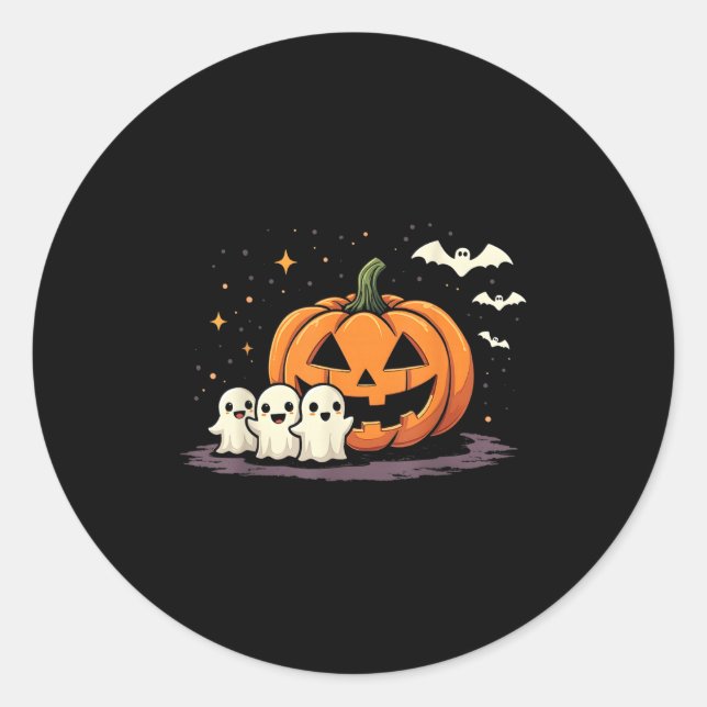 Sticker Rond Halloween Gamer Pumpkin Eating Ghost Costume Men B (Devant)