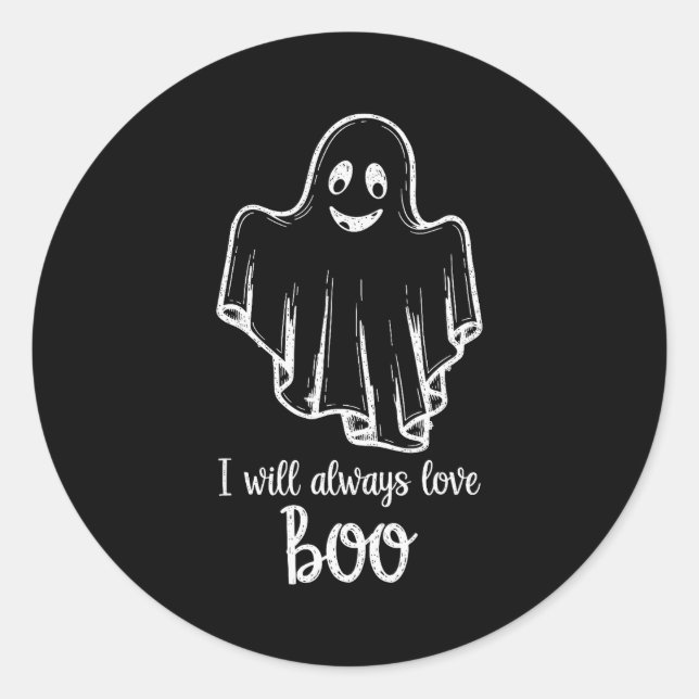 Sticker Rond Halloween Ghost I Will Always Love Boo  (Devant)