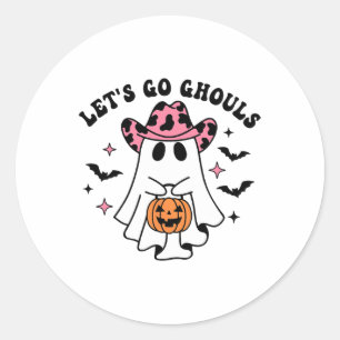 Sticker Rond Halloween Go Ghouls Ghost Retro Costume femme