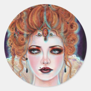 Sticker Rond Halloween Gothic Victorian vampire by Renee Lavoie