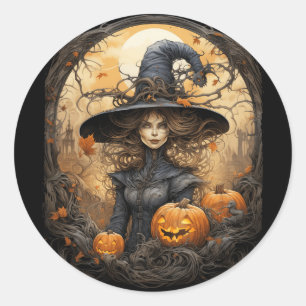Sticker Rond Halloween gothique Wiccan en cuisine vintage