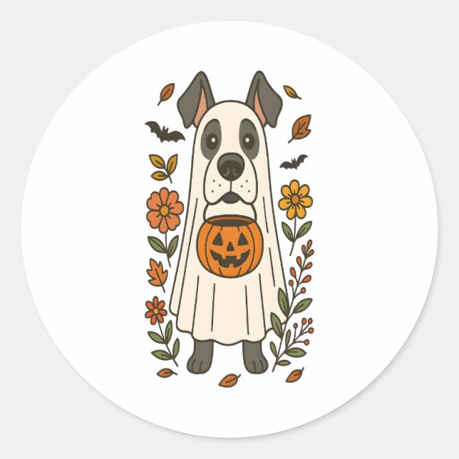 Sticker Rond Halloween Grandes Fleurs Danoises (Devant)