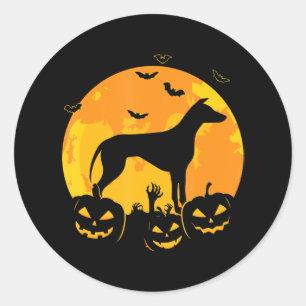 Sticker Rond Halloween Greyhound Jack Citrouille de marionnet
