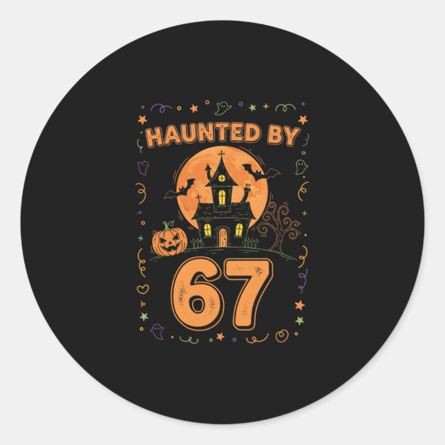 Sticker Rond Halloween Haunted 67 Six Seven Meme 1 (12)  (Devant)