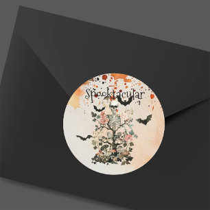 Sticker Rond Halloween Haunted Forest Spooktacular Party