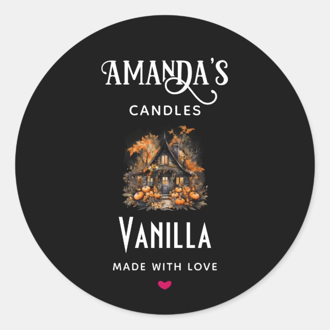 Sticker Rond Halloween Haunted House Candle Business (Devant)