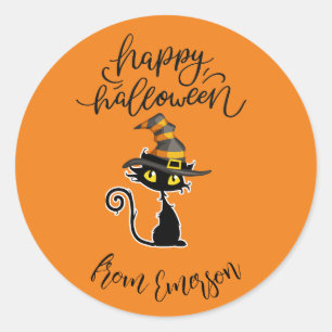 Sticker Rond Halloween heureux à partir de Nom de famille perso