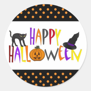 Sticker Rond Halloween heureux coloré