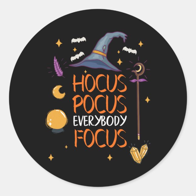 Sticker Rond Halloween Hocuss Pocus Tout le monde Focus Enseign (Devant)