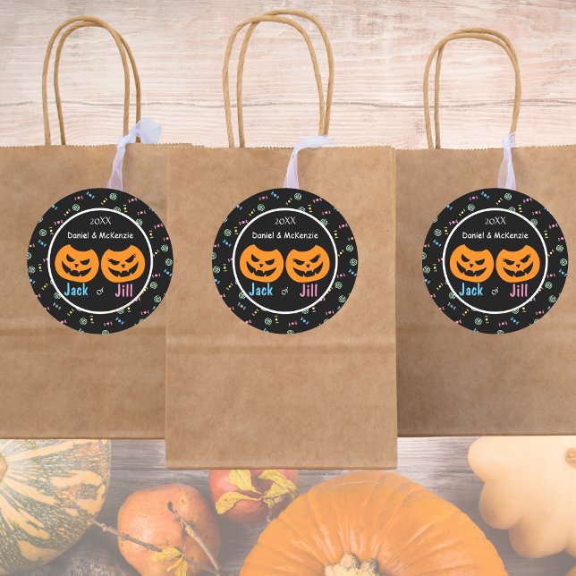 Sticker Rond Halloween Jack ou Jill O-Lantern Reveal genre (Créateur téléchargé)