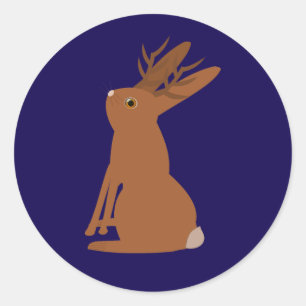Sticker Rond Halloween Jackalope Trou ou traitement