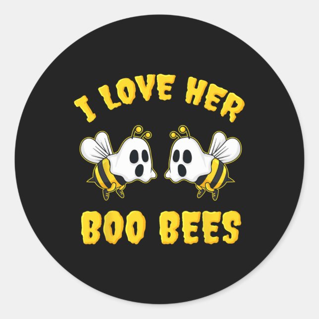 Sticker Rond Halloween J'Aime Son Boo Bees Fun (Devant)