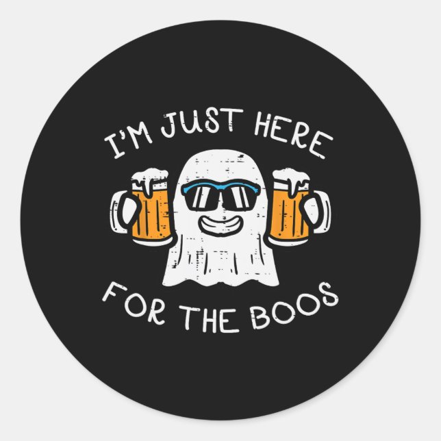 Sticker Rond Halloween Juste Ici Pour Boos Ghost Funny Costume  (Devant)