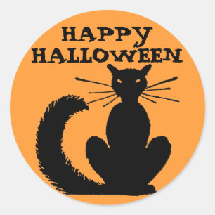 Sticker Rond Halloween Kitty