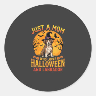 Sticker Rond Halloween Labrador Maman Sorcière Chien Design_1