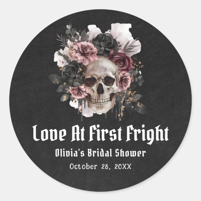 Sticker Rond Halloween L'amour du crâne à la première Fête des  (Devant)