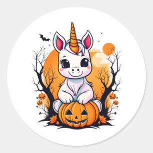 Sticker Rond Halloween licorne