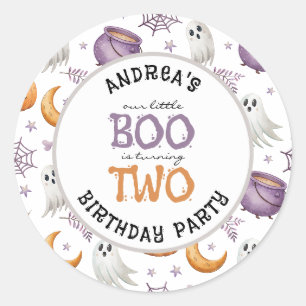 Sticker Rond Halloween Little Boo Fête ses Deux Ans 2e Annivers