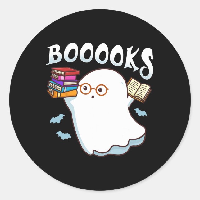 Sticker Rond Halloween Livres Librairie Anglais Professeur Lect (Devant)