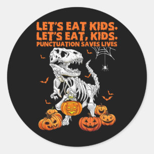 Sticker Rond Halloween Mangeons Des Enfants La Ponctuation Sauv