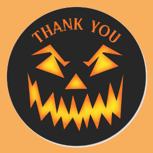 Sticker Rond Halloween Mariage Merci, Scary Jack-o'-lantern