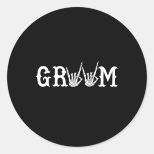 Sticker Rond Halloween mariée Mariage Groom Skeleton jusqu'à la