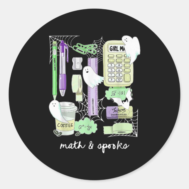 Sticker Rond Halloween Math Teacher Ghosts Trig Or Treat Studen (Devant)