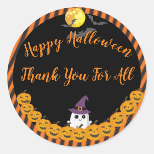 Sticker Rond Halloween Merci fantôme mou