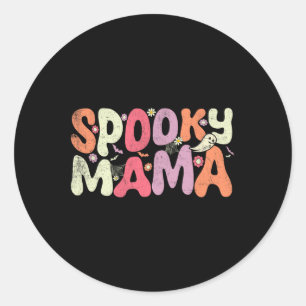 Sticker Rond Halloween Mère Famille Correspondant Éffrayant Mam
