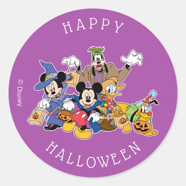 Sticker Rond Halloween Mickey et ses amis (Devant)