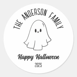 Sticker Rond Halloween mignon fantôme Nom personnalisé Année