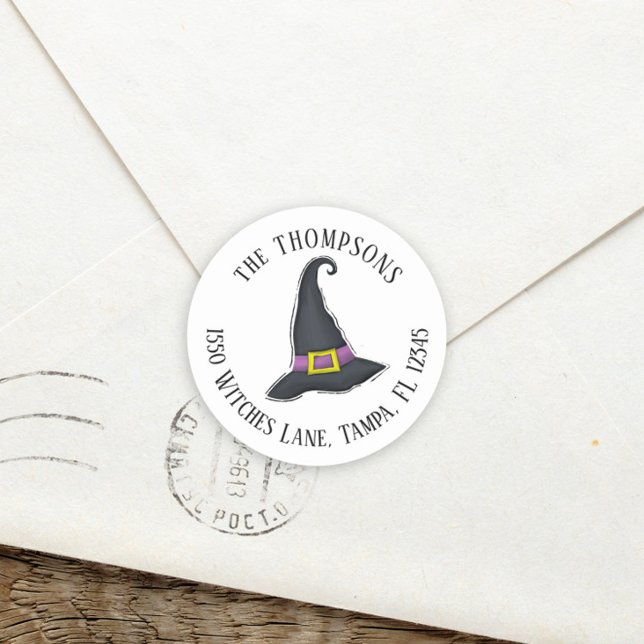 Sticker Rond Halloween Minimalist Witches Casquette Adresse de  (Créateur téléchargé)