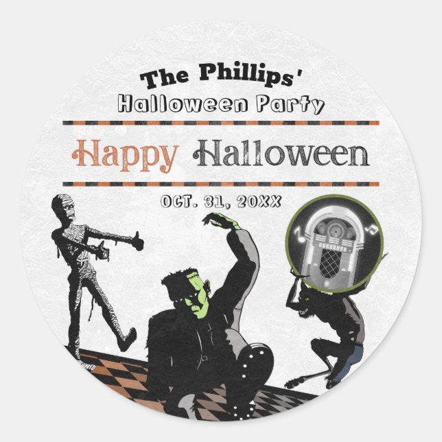 Sticker Rond Halloween Monsters Monster Bash Costume Party (Devant)
