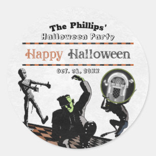 Sticker Rond Halloween Monsters Monster Bash Costume Party