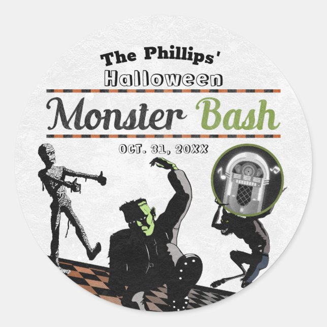 Sticker Rond Halloween Monsters Monster Bash Costume Party (Devant)