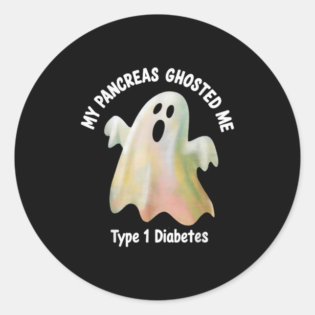 Sticker Rond Halloween My Pancreas Ghosted Me Diabetes Boys &am (Devant)