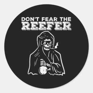Sticker Rond Halloween Ne Craindre Reefer Grim Reaper Drôle Cos