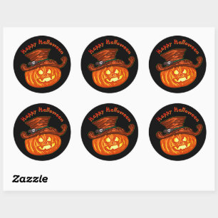 Sticker Rond Halloween Neon Glow Look Citrouille Party