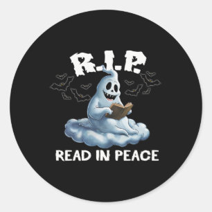 Sticker Rond Halloween Octobre Lire Histoires Éffrayantes effra
