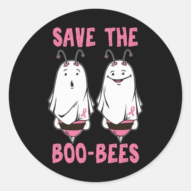 Sticker Rond Halloween octobre Sensibilisation au cancer du sei (Devant)