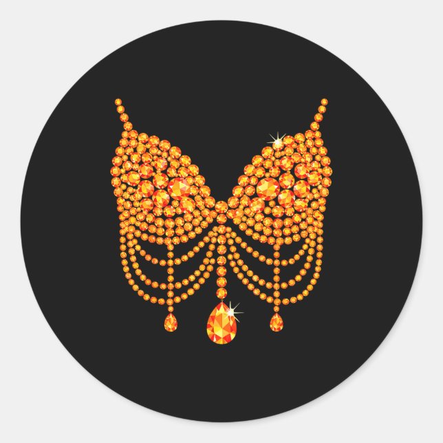 Sticker Rond Halloween Orange Bra Design Costume Show Girls  (Devant)