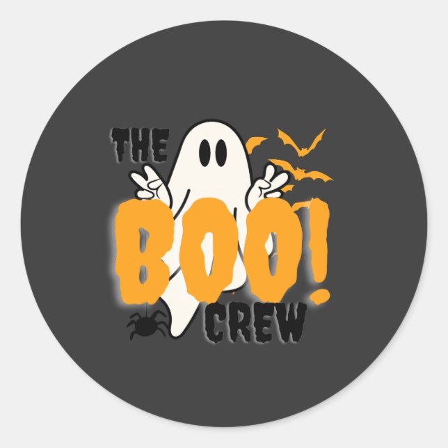 Sticker Rond Halloween orange de l'équipage Boo (Devant)
