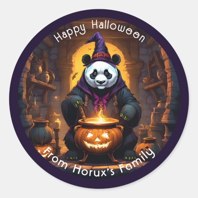 Sticker Rond Halloween Panda Magic (Devant)