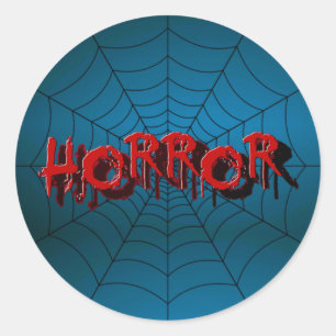 Sticker Rond Halloween Party Red Horror Spider Web Blue Effraye