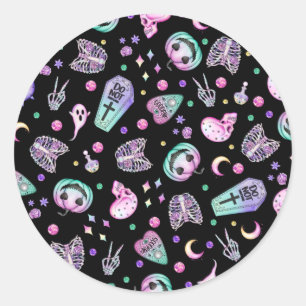Sticker Rond Halloween pastel gothique apothecaire et cimetière
