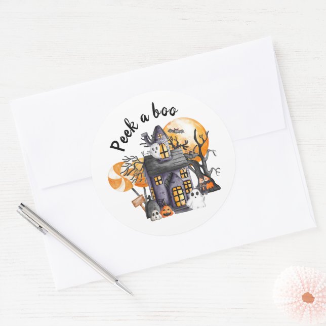 Sticker Rond Halloween Peek a BOO Baby shower Décorations (Enveloppe)